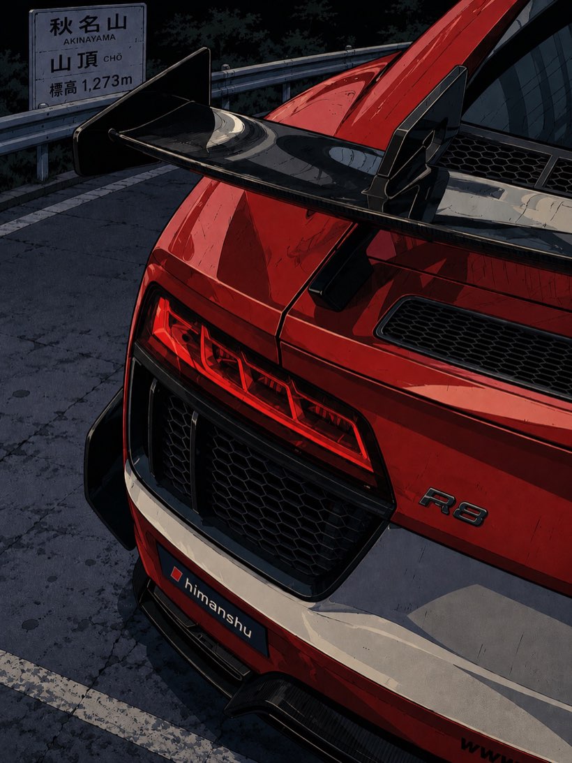 Audi R8 on a mountain road at Akinayama